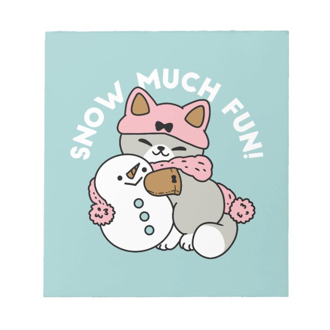 Bloco De Notas Gato Bonito em Neve Gear com Arte Snowman (Frente)