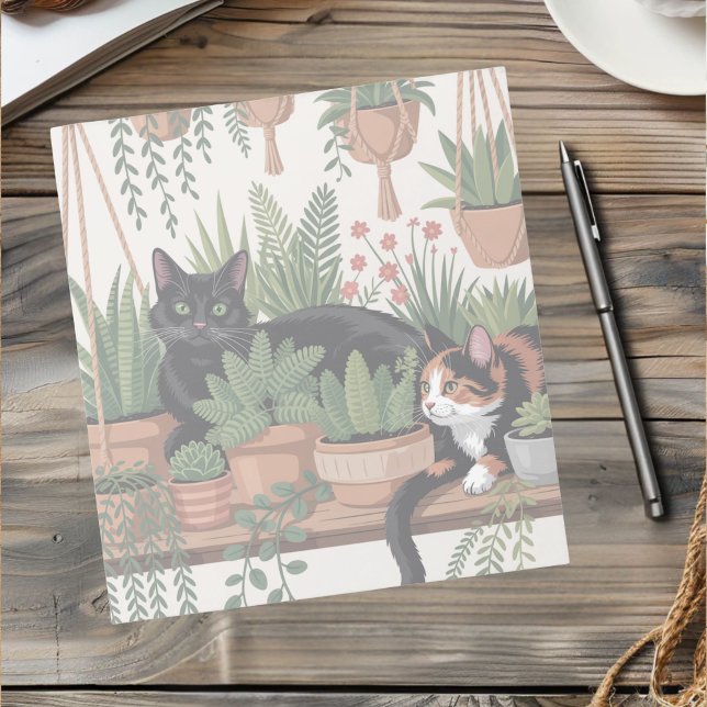 Bloco De Notas Gato Botânico Adorável em Aquarela (Criador carregado)
