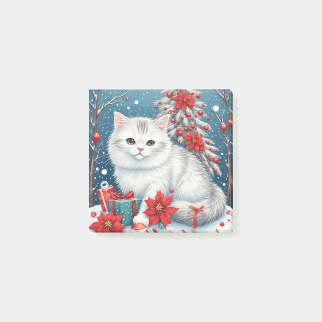 Bloco De Notas Gato Branco de Férias (Frente)