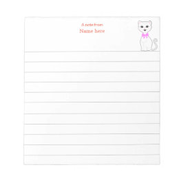 Bloco De Notas Gato Branco Fofo em Linhas