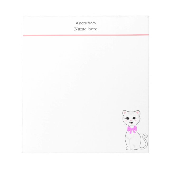 Bloco De Notas Gato Branco Fofo Simples (Frente)