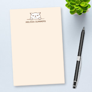 Bloco De Notas Gato Branco Moody Irritado acima do Nome Personali