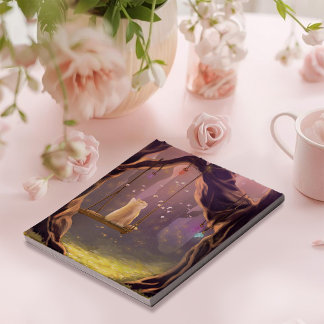 Bloco de Notas Gato Caprichoso no Balanço