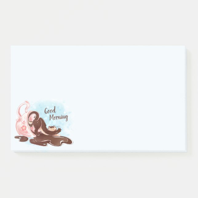 Bloco De Notas Gato de Café de Aquarela (Frente)