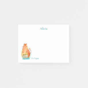 Bloco De Notas Gato de Cartoon Ecológico de Laranja Vegan