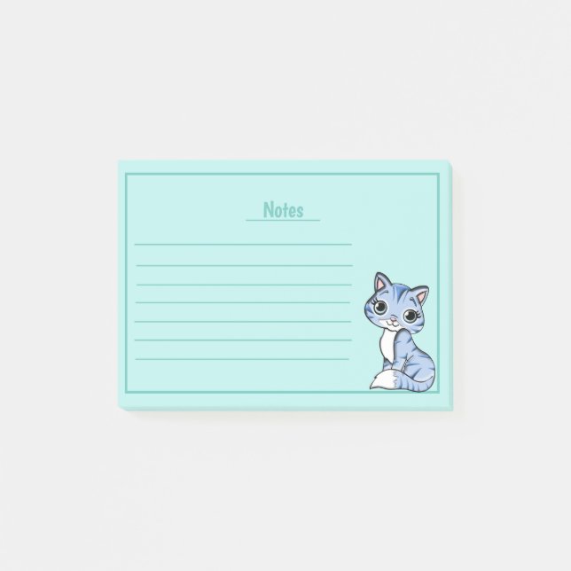 Bloco De Notas Gato de Cuta com Linhas Notas de Posto (Frente)