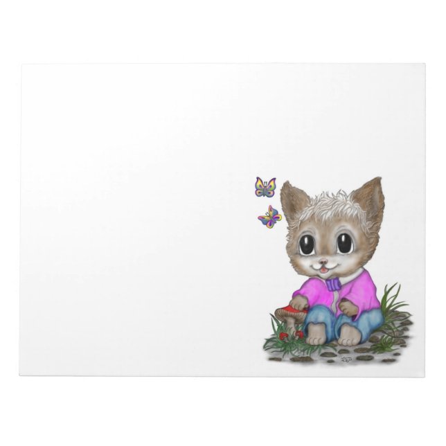 Bloco De Notas Gato de Gato e Borboleta (Frente)