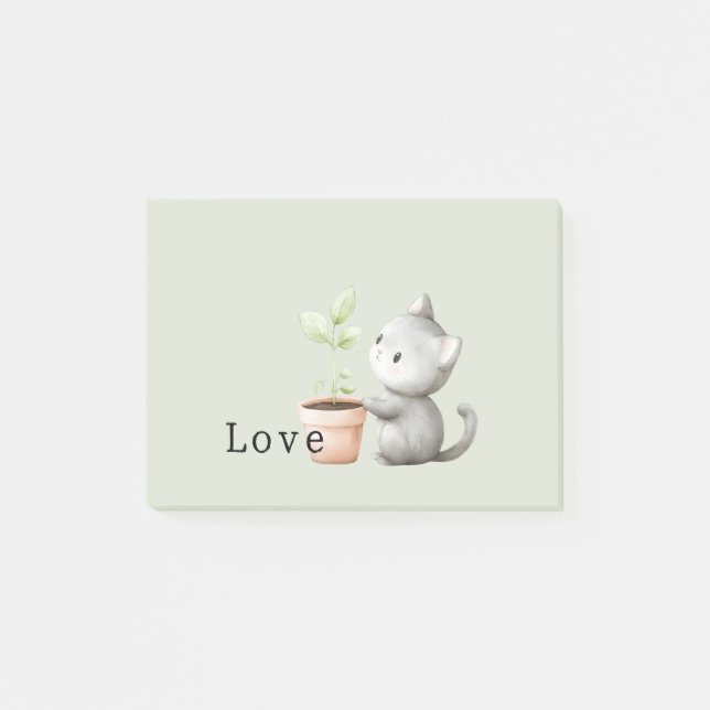 Bloco De Notas Gato de Jardim com Amor às Plantas (Frente)