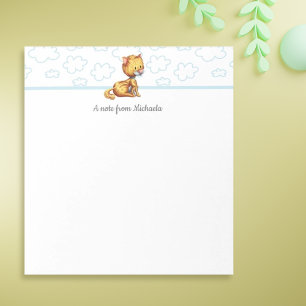 Bloco De Notas Gato de Laranja Azul-Branco-Cinto
