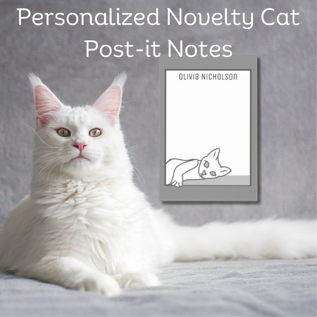 Bloco De Notas Gato de Novidade Personalizado de Arte de Gatinhos (Lazy Kitten Art Personalized Novelty Cat Post-it Notes)