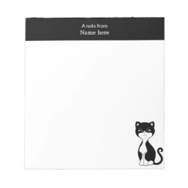 Bloco De Notas Gato de Tuxedo Fofo & Cabeçalho Rosa Simples