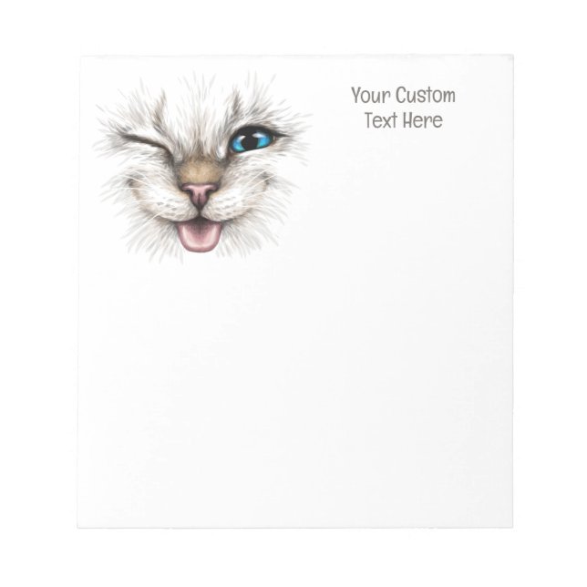 Bloco De Notas Gato de Winking de Texto Personalizado (Frente)