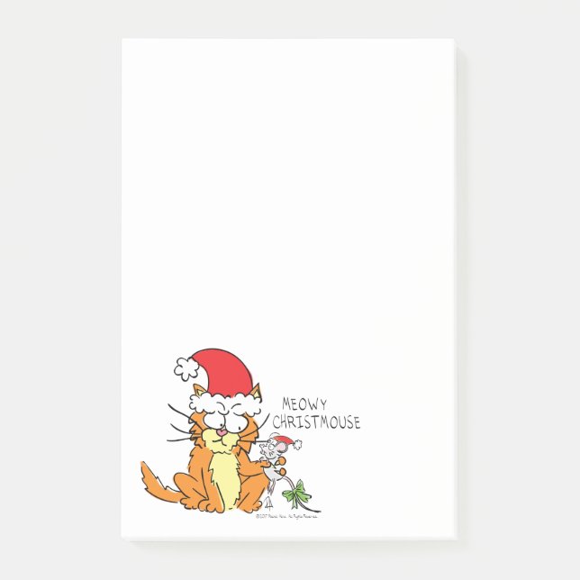 Bloco De Notas Gato Divertido Natal Ratinho Fofo (Frente)