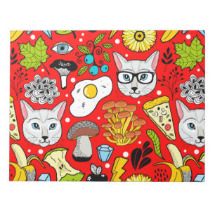 Bloco De Notas Gato e ovo em vermelho