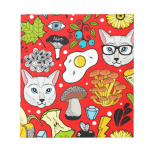 Bloco De Notas Gato e ovo em vermelho