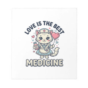 Bloco De Notas Gato Enfermeira Fofo O Amor é a Melhor Medicina De
