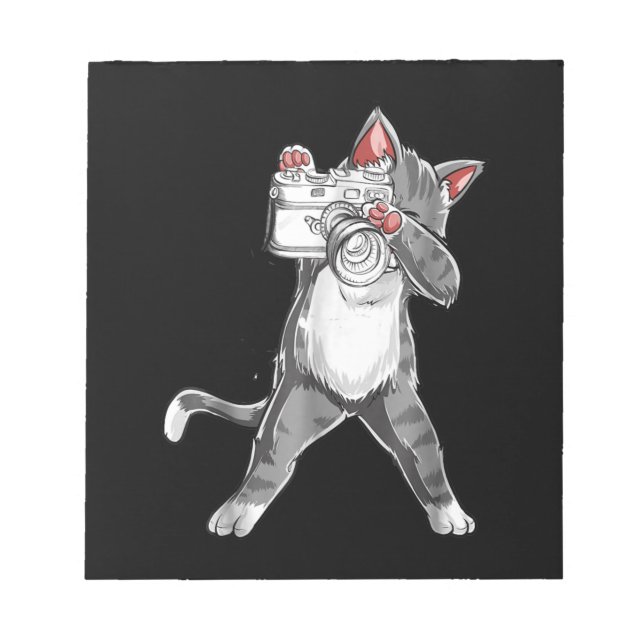 Bloco De Notas Gato Engraçado Com Fotografia De Câmera (Frente)