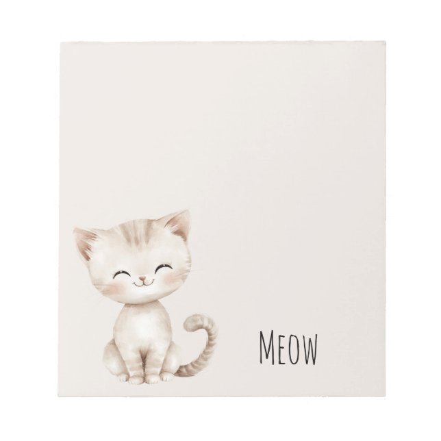 Bloco De Notas Gato Feliz de Creme (Frente)
