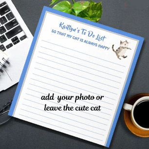 Bloco De Notas Gato Feliz ou Foto Personalizada para Fazer Planej