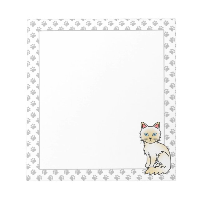 Bloco De Notas Gato Fofo Birman / Ragdoll Cream Point & Patas (Frente)