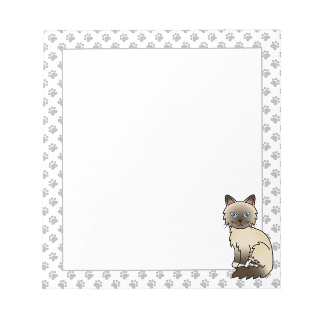 Bloco De Notas Gato Fofo de Chocolate Point Birman / Ragdoll & Pa (Frente)