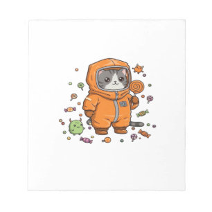 Bloco De Notas Gato Fofo de Hazmat Halloween Doce Monstro Diversã