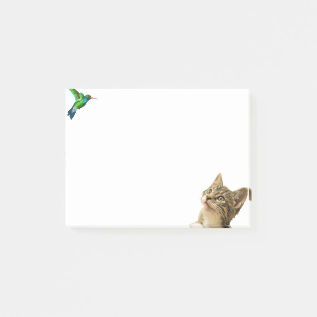 Bloco De Notas Gato Fofo e Passarinho (Frente)