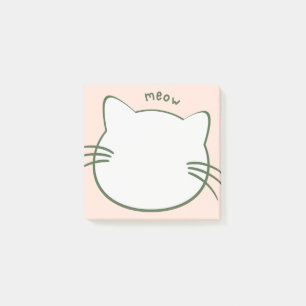 Bloco De Notas Gato Fofo em Forma Verde Amarelo Meow
