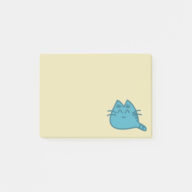 Bloco De Notas Gato Gatinho Sorridente Azul (Frente)