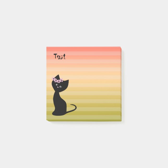 Bloco De Notas Gato-gato preto-branco personalizado gradiente de  (Frente)