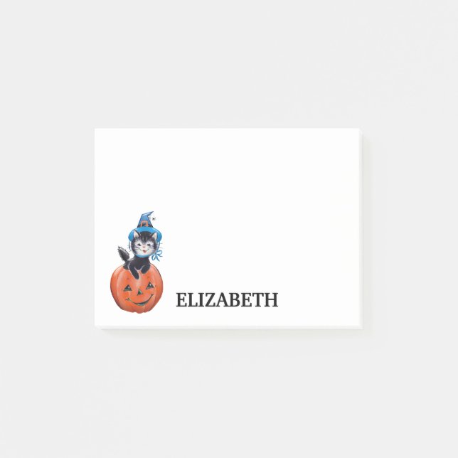 Bloco De Notas Gato Gótico Personalizado com Pumpkin (Frente)