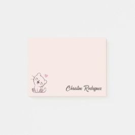 Bloco De Notas Gato Kawaii Rosa com Texto Personalizado