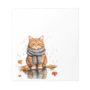Bloco De Notas Gato Laranja Mal-Humorado na Chuva