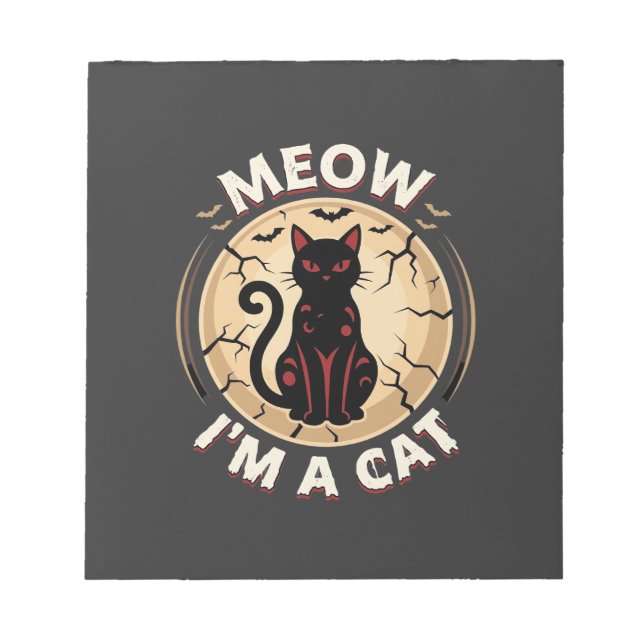 Bloco De Notas Gato Miau Design Gráfico de Halloween_1 (Frente)