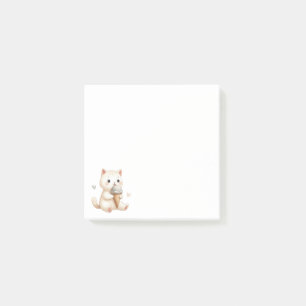 Bloco De Notas Gato Mínimo Design com Gato de Sorvete com Cone
