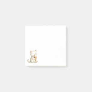 Bloco De Notas Gato Mínimo Design com Gato de Sorvete com Cone