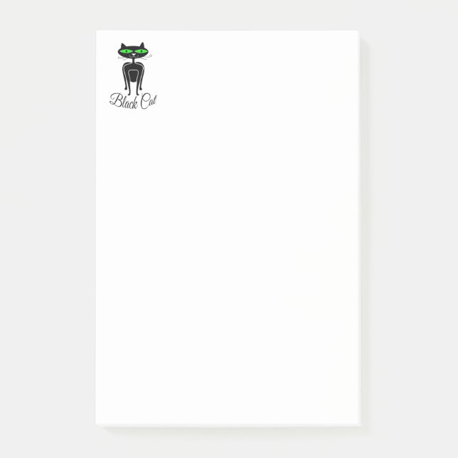 Bloco De Notas Gato negro com olhos verdes (Frente)