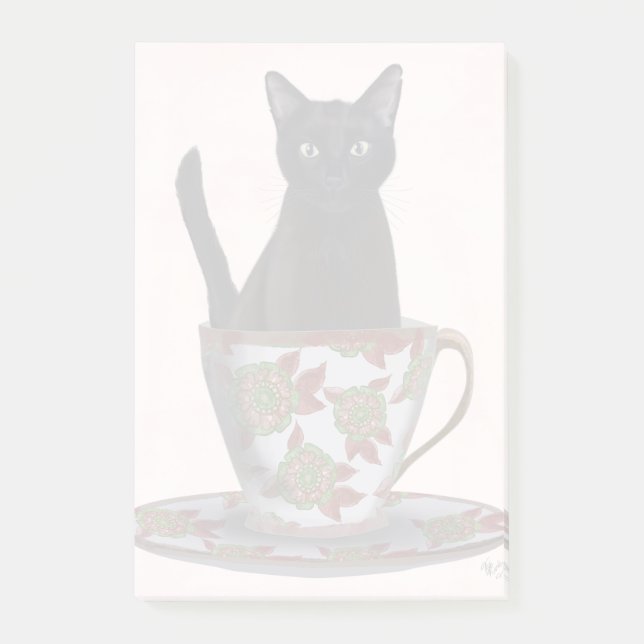 Bloco De Notas Gato Negro em Teacup (Frente)