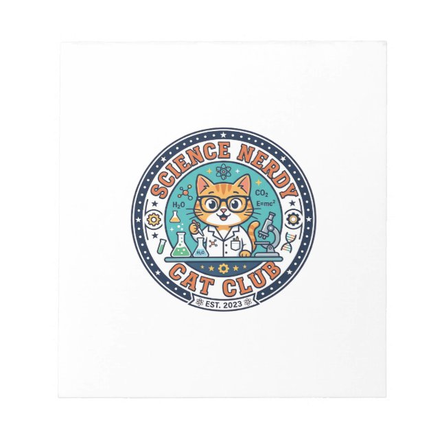 Bloco De Notas Gato Nerdy de Ciência Presente para Mãe de Gato -  (Frente)