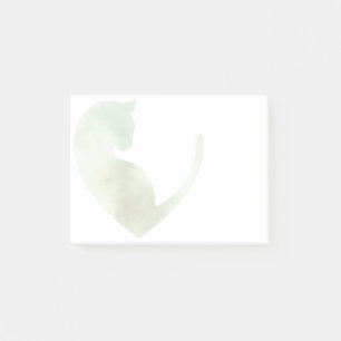 Bloco De Notas Gato no Coração - Notas Adhesivas Verdes