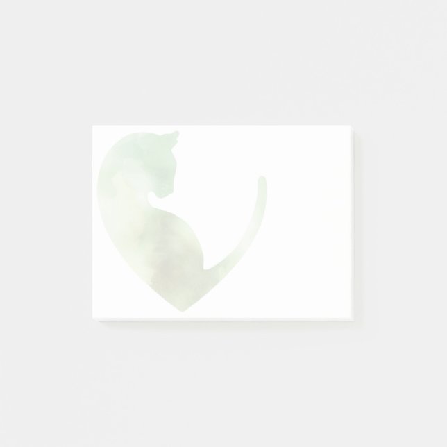 Bloco De Notas Gato no Coração - Notas Adhesivas Verdes (Frente)