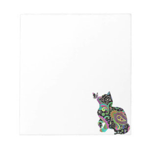 Bloco De Notas gato paisley e borboleta