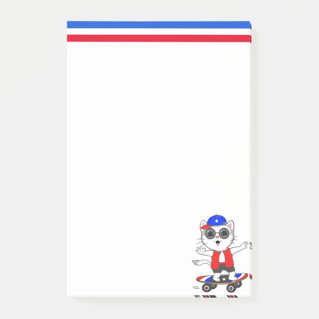 Bloco De Notas Gato Patinador Fofo (Frente)