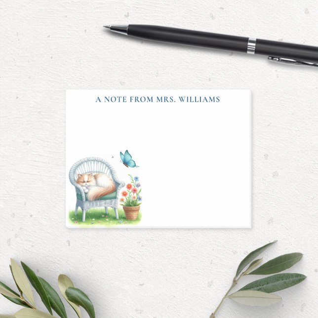 Bloco De Notas Gato Persa de Dormir Persa com Aquarela Personaliz (Criador carregado)