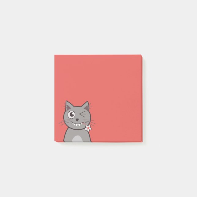 Bloco De Notas Gato pisc engraçado do gatinho dos desenhos (Frente)
