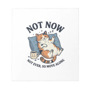 Bloco De Notas Gato Preguiçoso Não Agora Gravura Vintage Design d