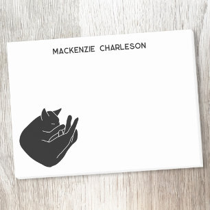 Bloco De Notas Gato Preto Adormecido Nome Personalizado