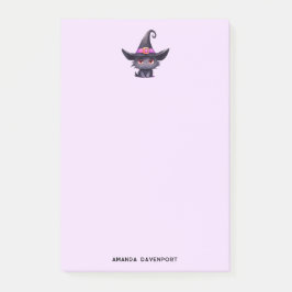 Bloco De Notas Gato preto bonito Vestindo chapéu de bruxa