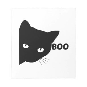 Bloco De Notas Gato preto boo presente de Halloween gatos