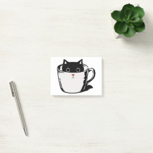 Bloco De Notas Gato preto com nariz vermelho escondido em um copo